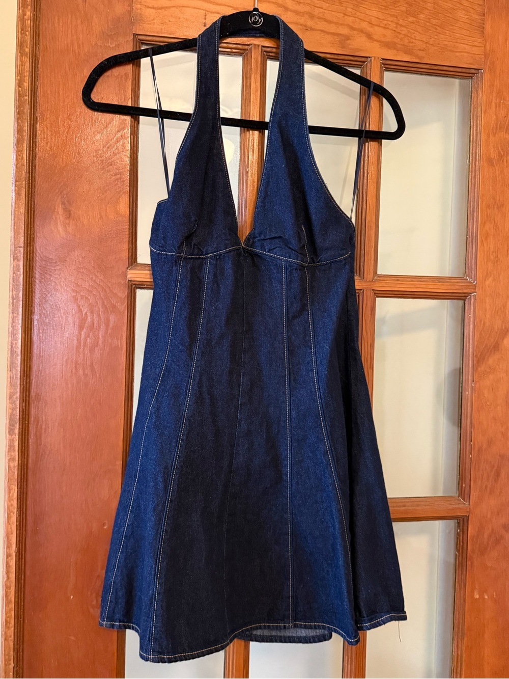 Zara Denim Halter Dress - Navy Blue